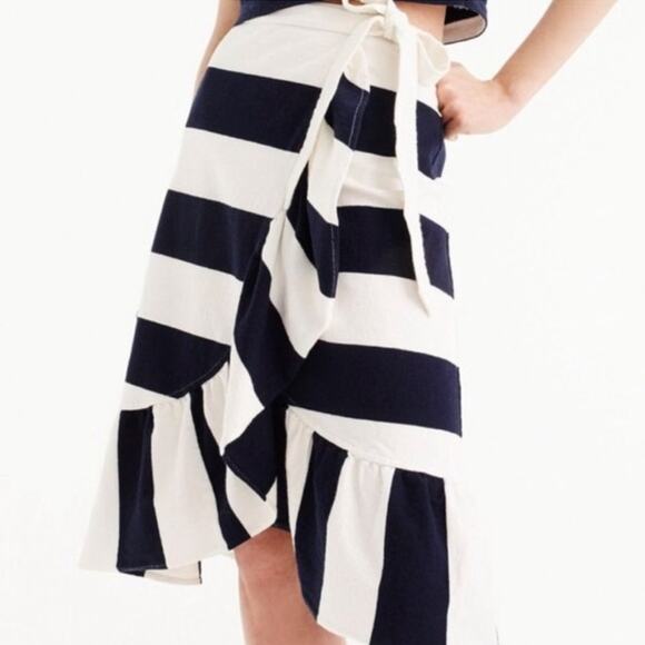 J. Crew Women's Navy/White Striped Cropped Tank Top XS/Rugby Knit Wrap Skirt XXS - Picture 7 of 14